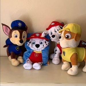 Paw patrol stuffed animals and pillow
